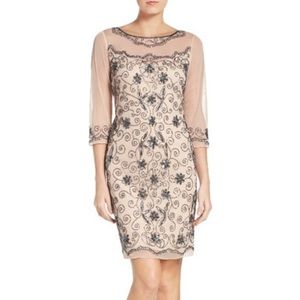 Pissarro nights beaded mesh sheet dress